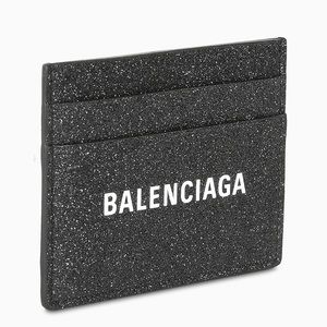 Balenciaga Everyday Card Case Wallet in Black Glitter